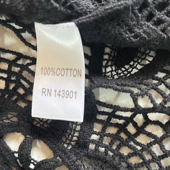 Coco Carmen Womens M Top Black Loose Knit Crochet Cotton Cosplay Whimsygoth READ - Picture 4 of 9